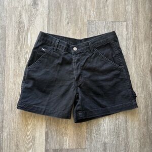 Vintage 90s Y2K LEI Faded Black Button Fly Mid Rise Carpenter Jean Shorts Size 5